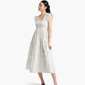 Hill House Home White and Green Vine Cotton Ellie Nap Dress